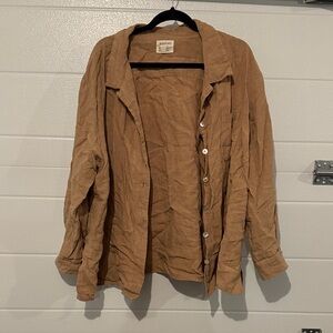Brown BOHEME linen Button-Up Shirt